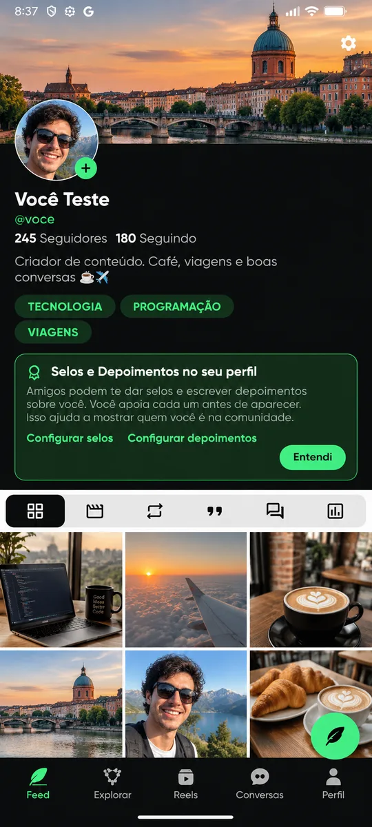 Perfil de usuário no Rellou